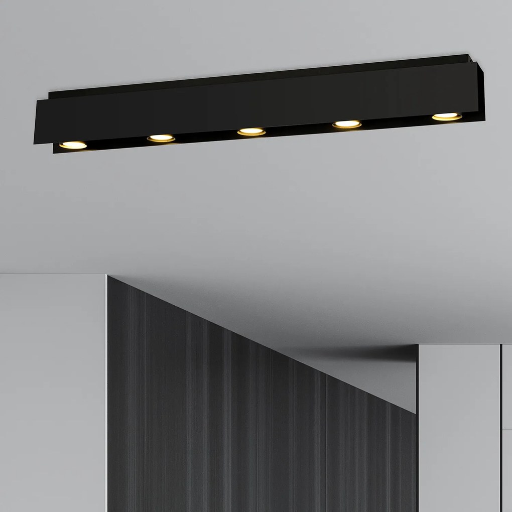 Plafoniera Moderna 5 Luci Cassiopea In Acciaio Nero