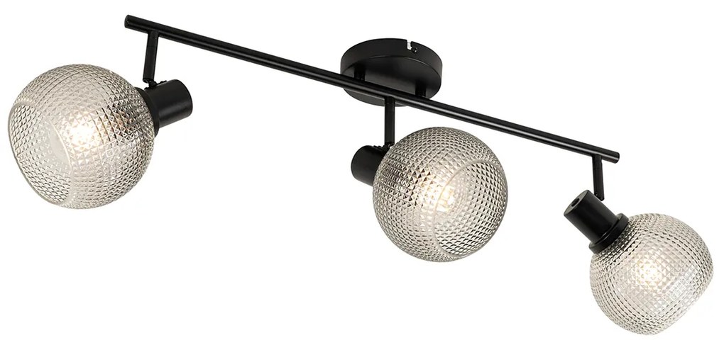 Faretto di design nero con vetro fumé 3 luci - Chico