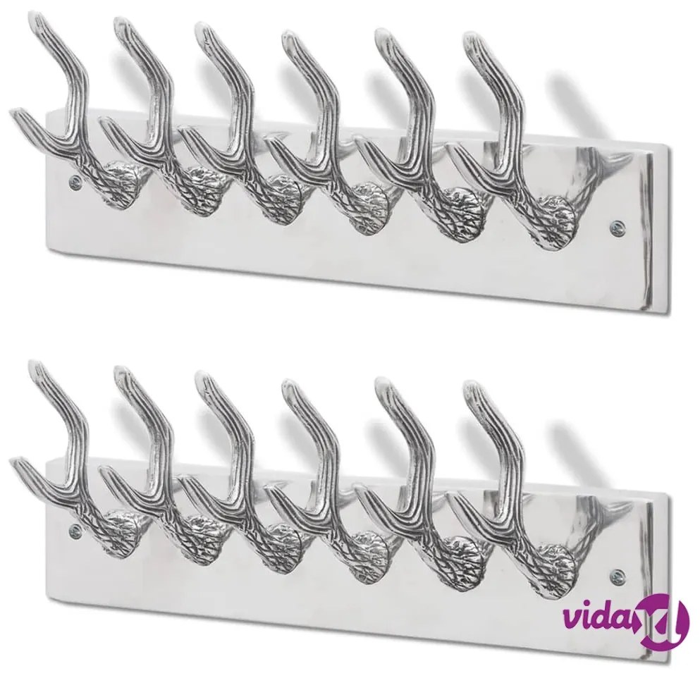vidaXL Ganci Appendiabiti 2 pz Argento in Alluminio