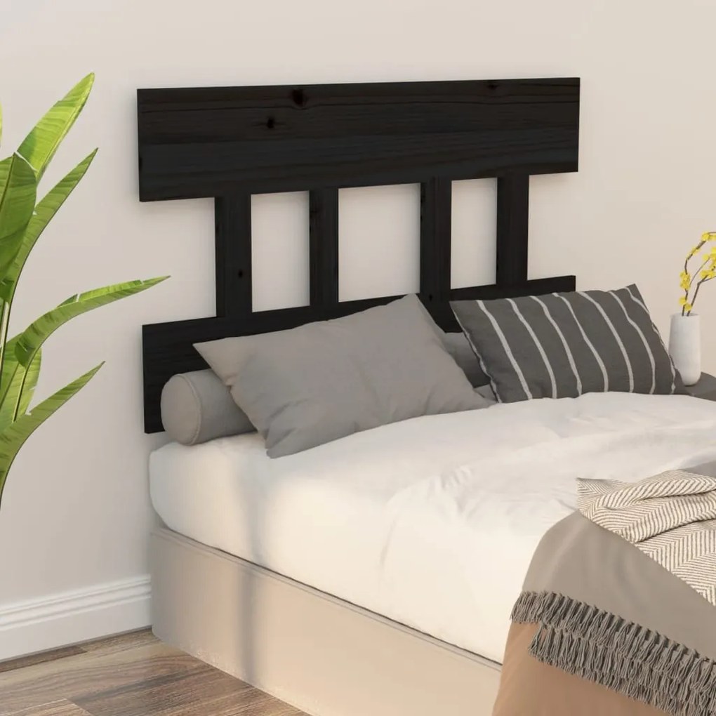 Testiera Per Letto Nera 78,5x3x81 Cm Legno Massello Di Pino /