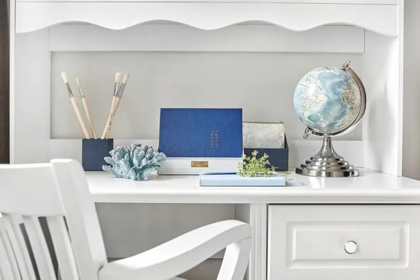 Scrivania con libreria integrata di colore bianco in stile provenzale PRINCESS 815-Arrediorg.it