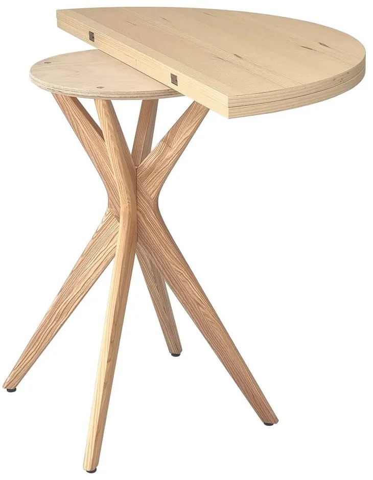 Tavolo da pranzo rotondo con piano effetto frassino allungabile 45x90 cm Jubi – Ragaba