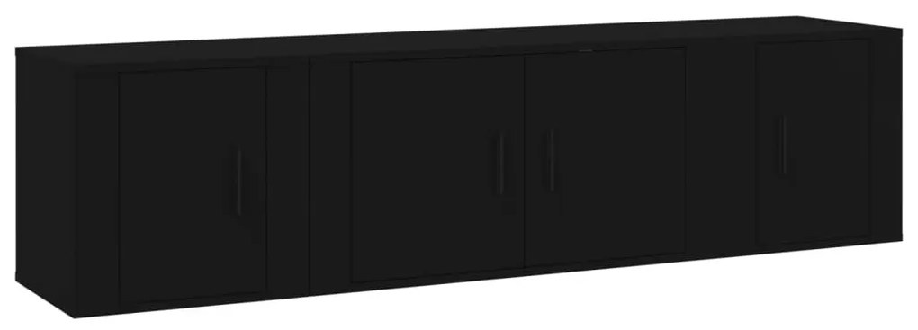 Set mobili porta tv 3 pz nero in legno multistrato