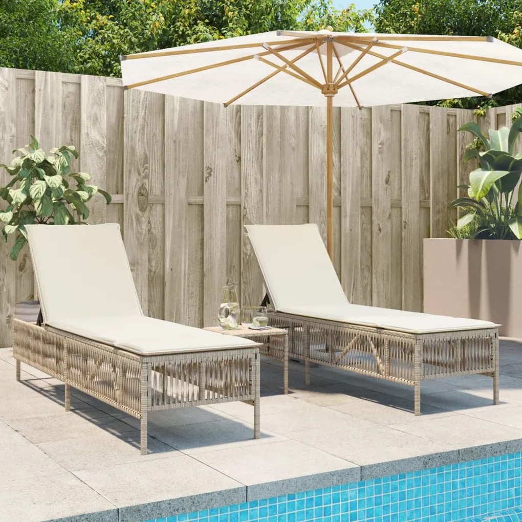 Lettini Prendisole 2 Pz Con Cuscini Beige İn Polyrattan /