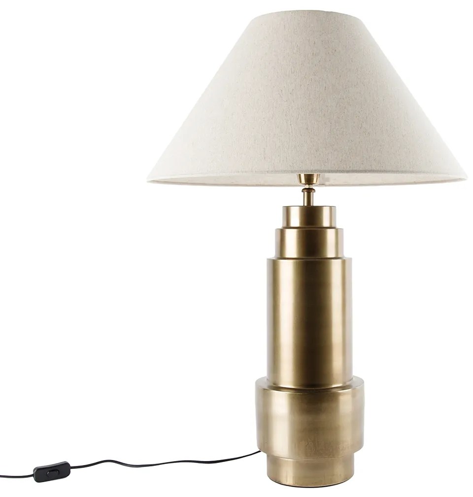 Lampada da tavolo in bronzo con paralume in tessuto beige 55 cm - Bruut