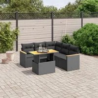 Set Divano da Giardino 6 pz con Cuscini Nero in Polyrattancod mxl 90252