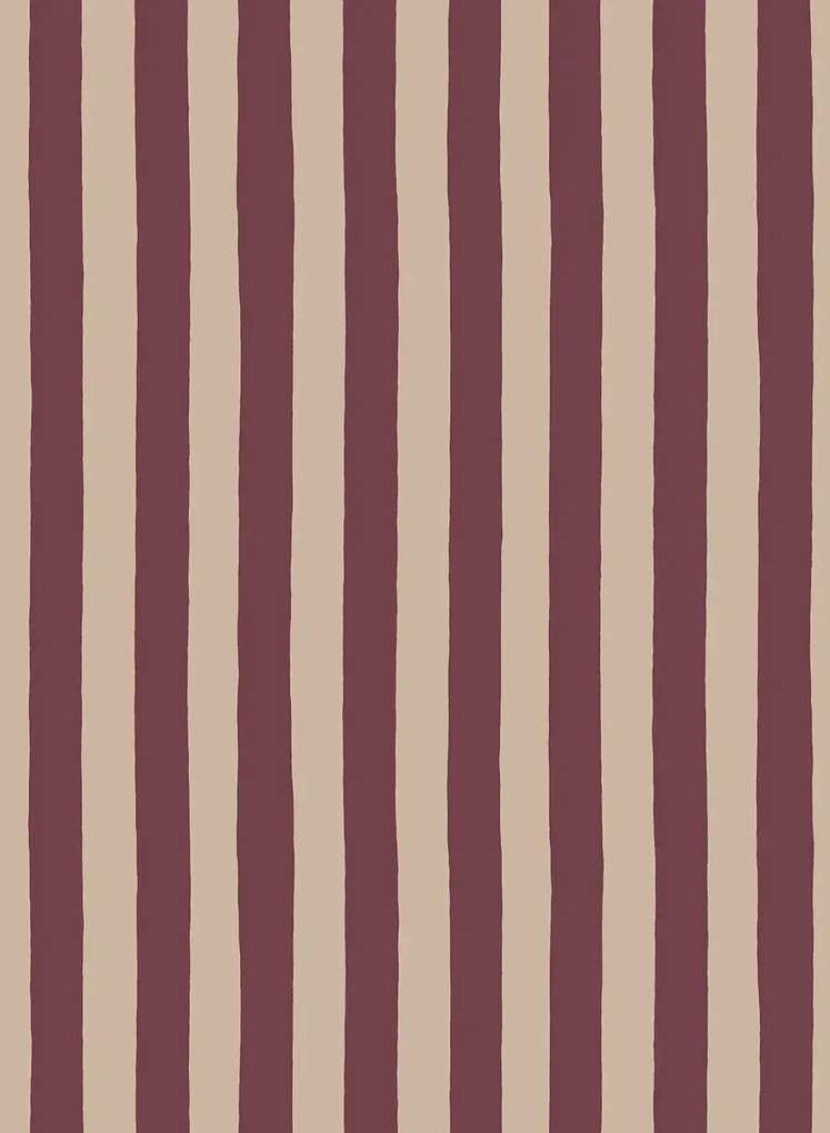 Josephine Munsey Carta da parati Medium Hand Painted Stripe - Red Current/ Shiitake