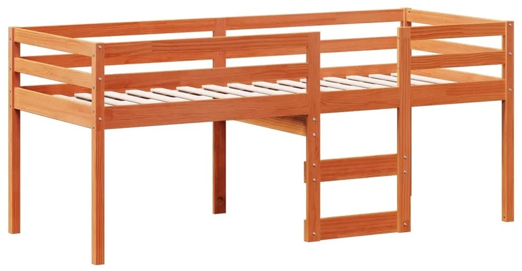 Letto a soppalco con tetto cera 75x190cm legno massello di pino