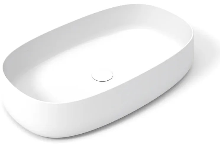 Lavabo da appoggio ovale in ceramica L 70 x H 15 x P 40 cm bianco