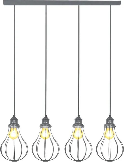 Lampadario Industriale Mia grigio paralume grigio 4x E27 NOVECENTO