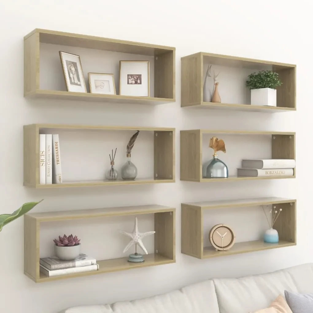 Mensole a cubo 6 pz sonoma 60x15x23 cm in truciolato