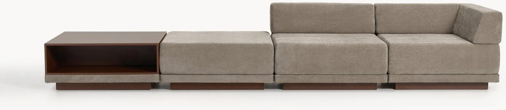 Divano componibile 4 posti con tavolino e poggiapiedi Colin