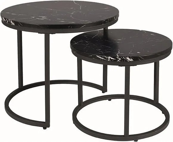 Set di Tavolini da caffè Amaro effetto marmo nero/nero