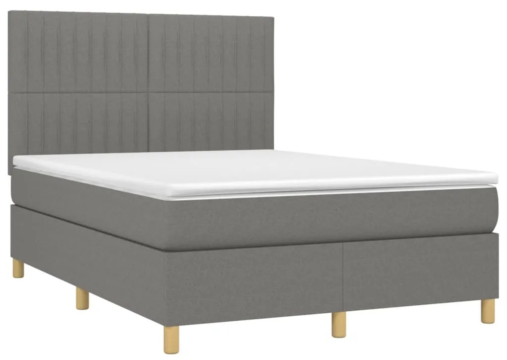Giroletto a molle con materasso grigio scuro 140x190 cm tessuto