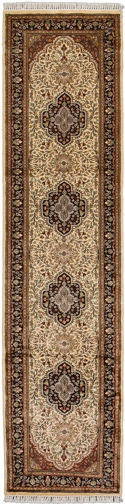 Agra Tappeto orientale 80 x 320 Beige (Indian) Annodato A Mano