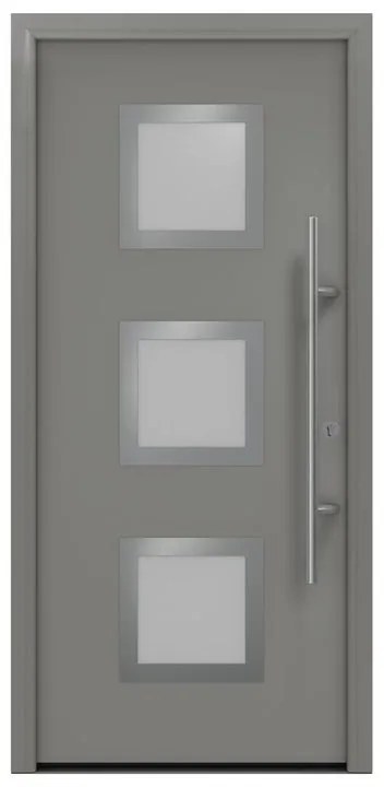Portoncino d'ingresso HORMANN Iso Pro Secur 810s con vetro L 90 x H 210 cm in acciaio grigio, apertura tirare a sinistra