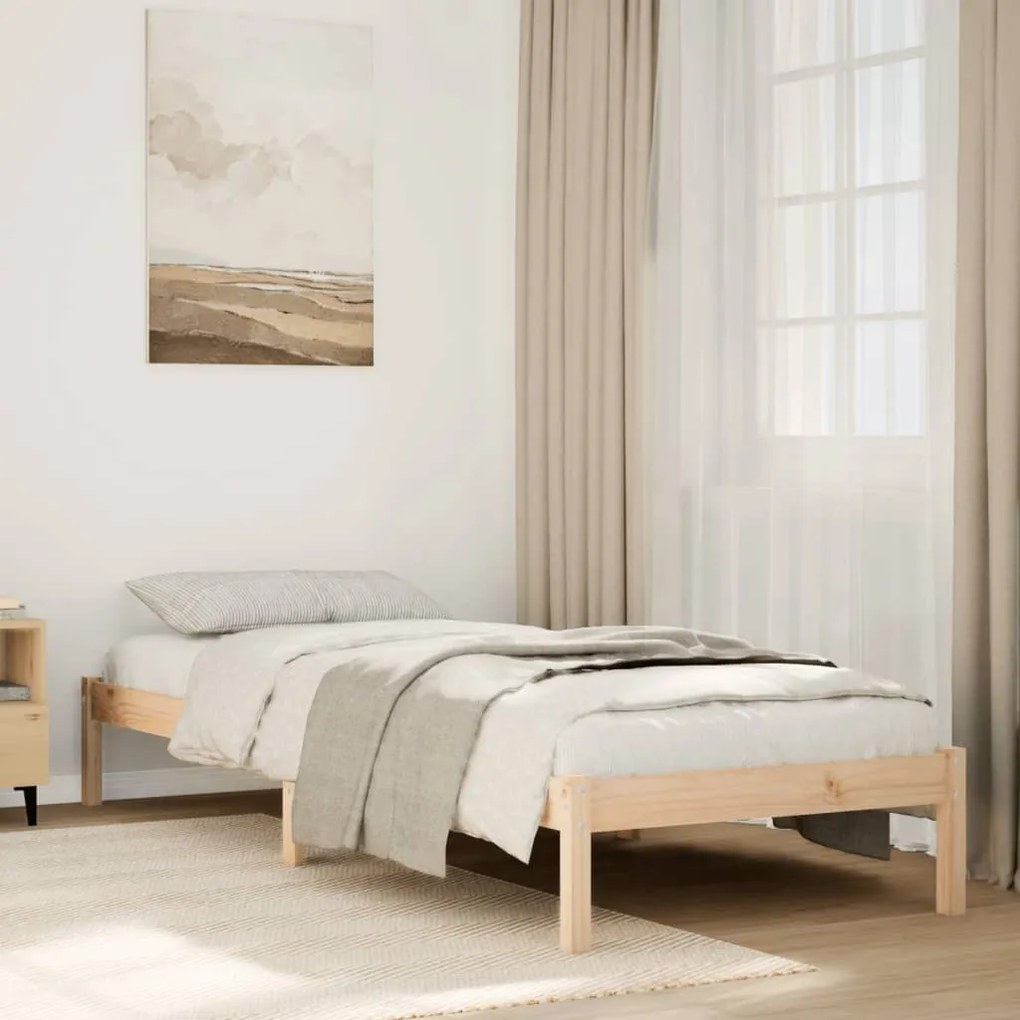 Letto Extra Lungo Senza Materasso 90x220 Cm İn Legno Di Pino /