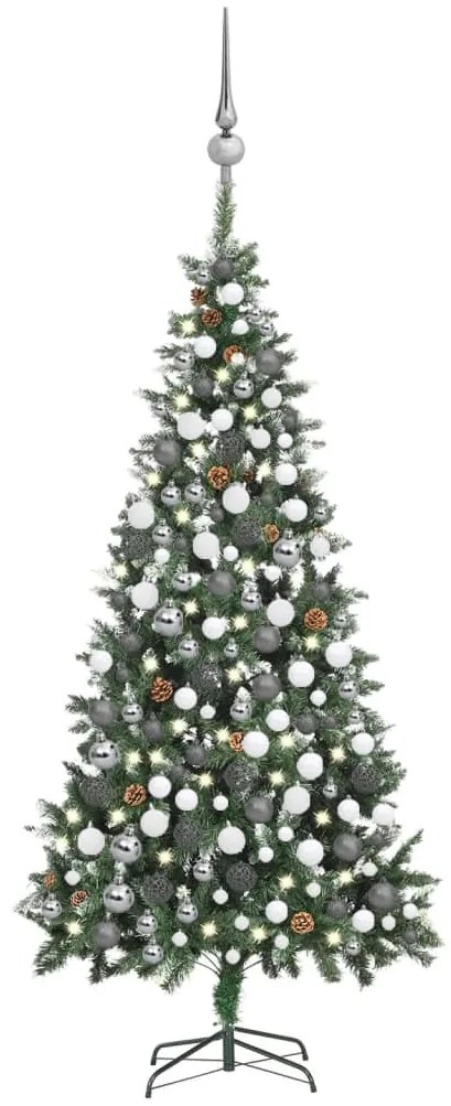 Albero di Natale Preilluminato con Palline e Pigne, Albero di Natale Preilluminato con Palline e Pigne 210 cm IV