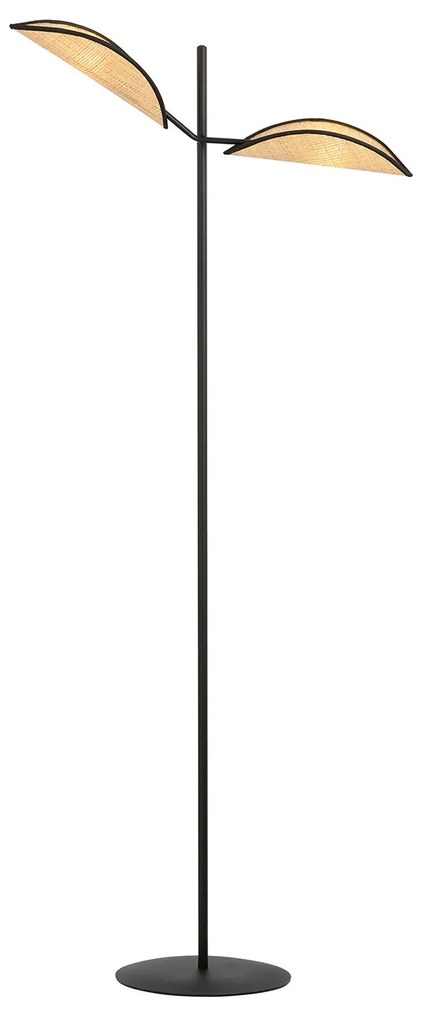 Piantana Moderno Eridano Acciaio Nero Marrone 2 Luci E14 Ip20