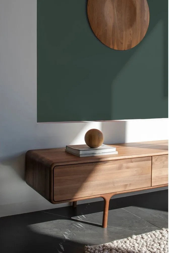 Mobile TV marrone in noce massiccio 220x45x45 cm Fawn – Gazzda