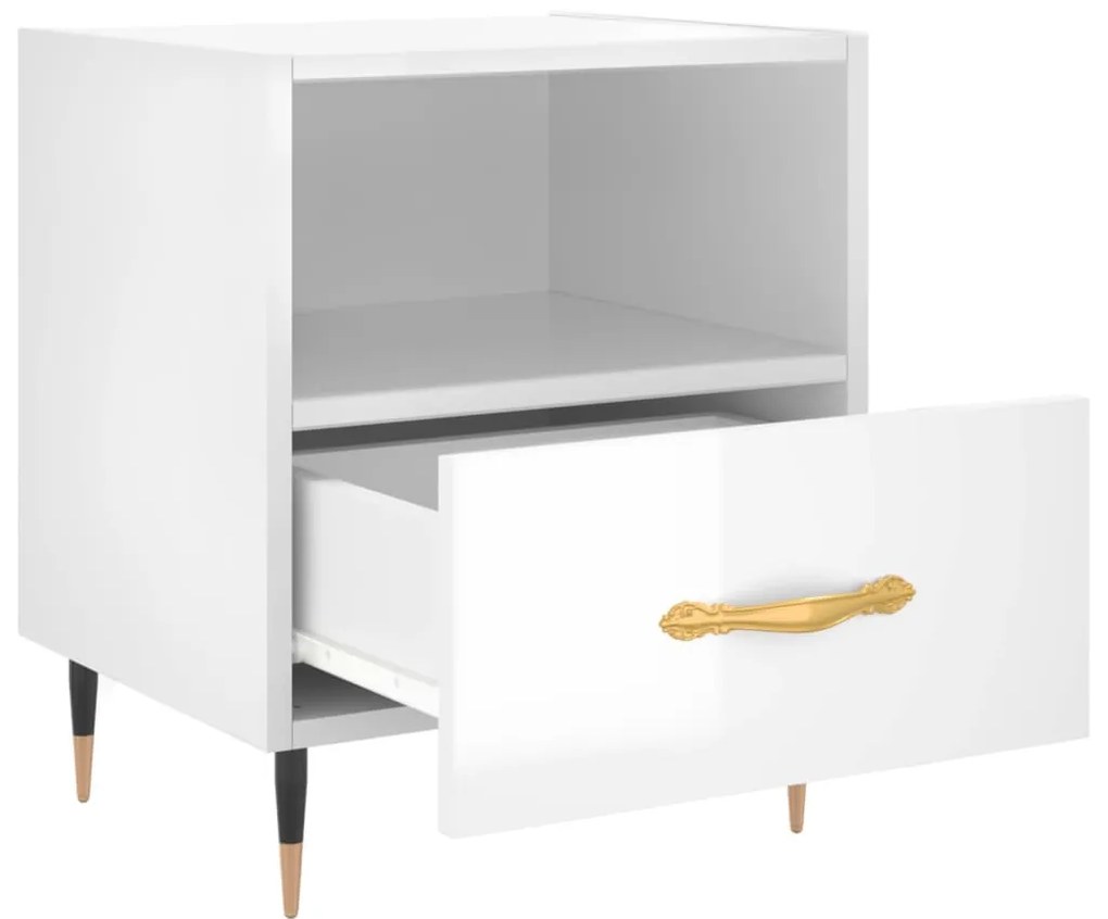 Comodini 2 pz Bianco Lucido 40x35x47,5 cm in Legno Multistrato