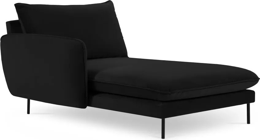 Chaise longue Vienna in velluto con gambe nere - L170cm