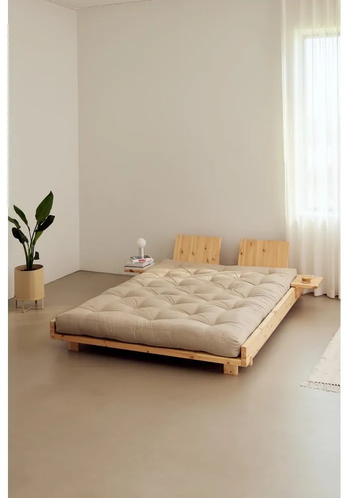 Letto matrimoniale marrone in pino massiccio con rete inclusa 140x200 cm Social – Karup Design