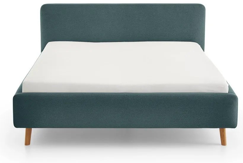 Letto matrimoniale imbottito blu con contenitore con rete inclusa 180x200 cm Mattis – Meise Möbel