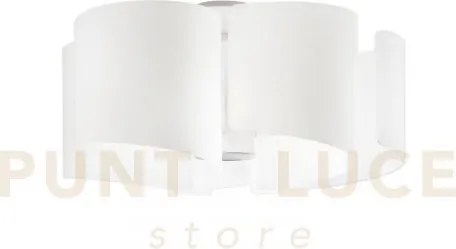 Plafoniera imagine bianca 5 luci attacco e27 63x29,5cm vetro e allu...