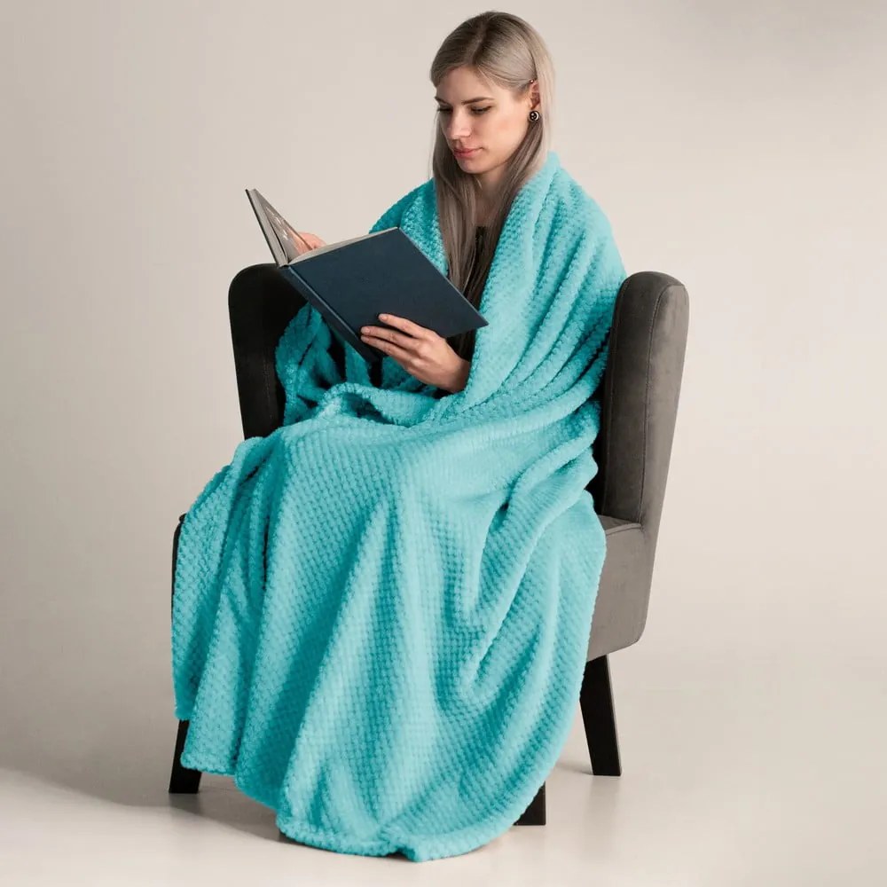 Copriletto Henry in microfibra turchese, 150 x 70 cm - DecoKing