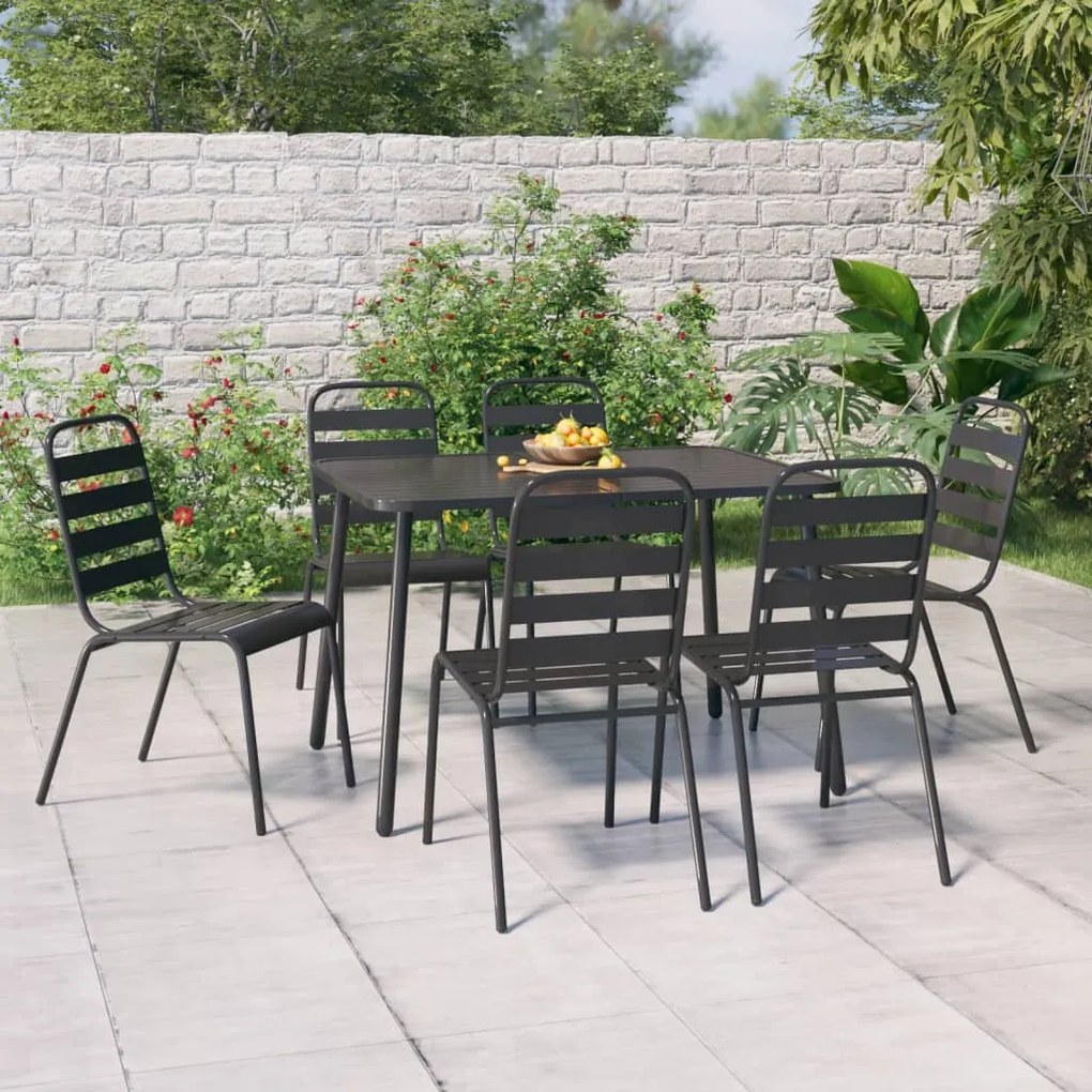 Set Da Pranzo Da Giardino 7 Pz İn Acciaio Antracite /