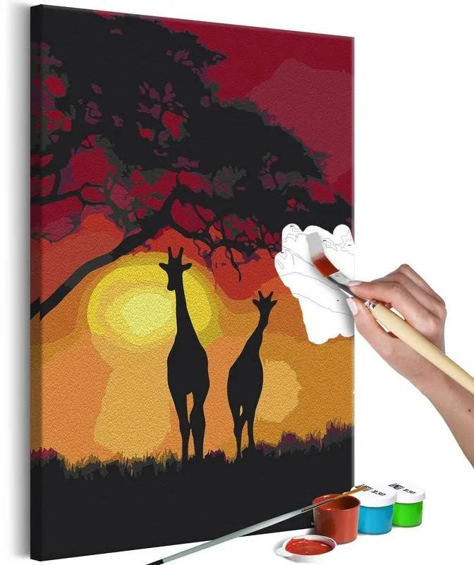 Quadro fai da te Giraffes and Sunset