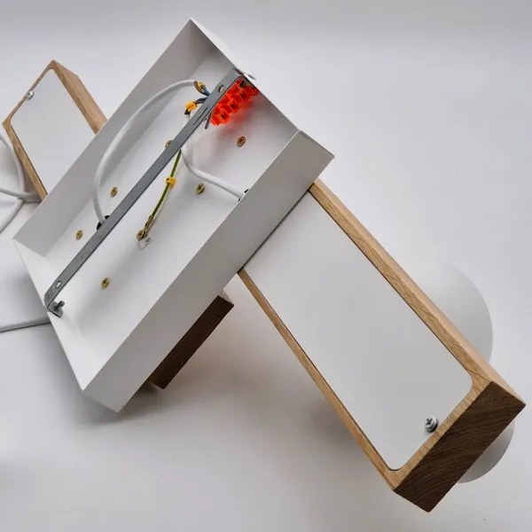 Lampadario a sospensione con filo CORTINA 2xE27/15W/230V + 2xG9/5W/230V bianco/quercia