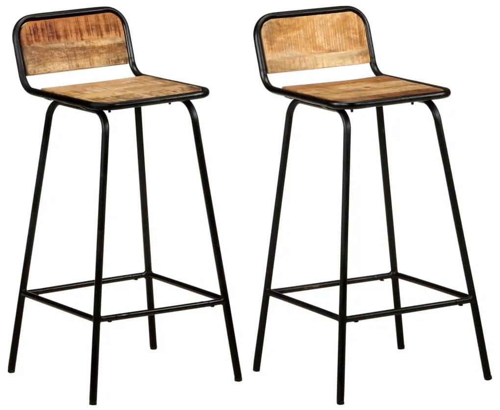 Sgabelli Da Bar 2 Pz İn Legno Massello Di Mango /