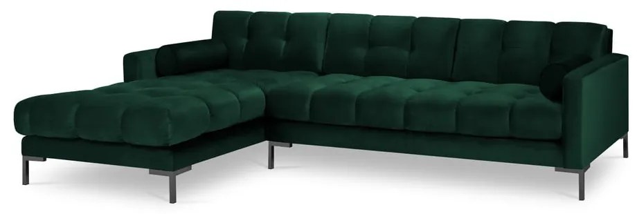 Divano angolare in velluto verde scuro, angolo sinistro Bali - Cosmopolitan Design