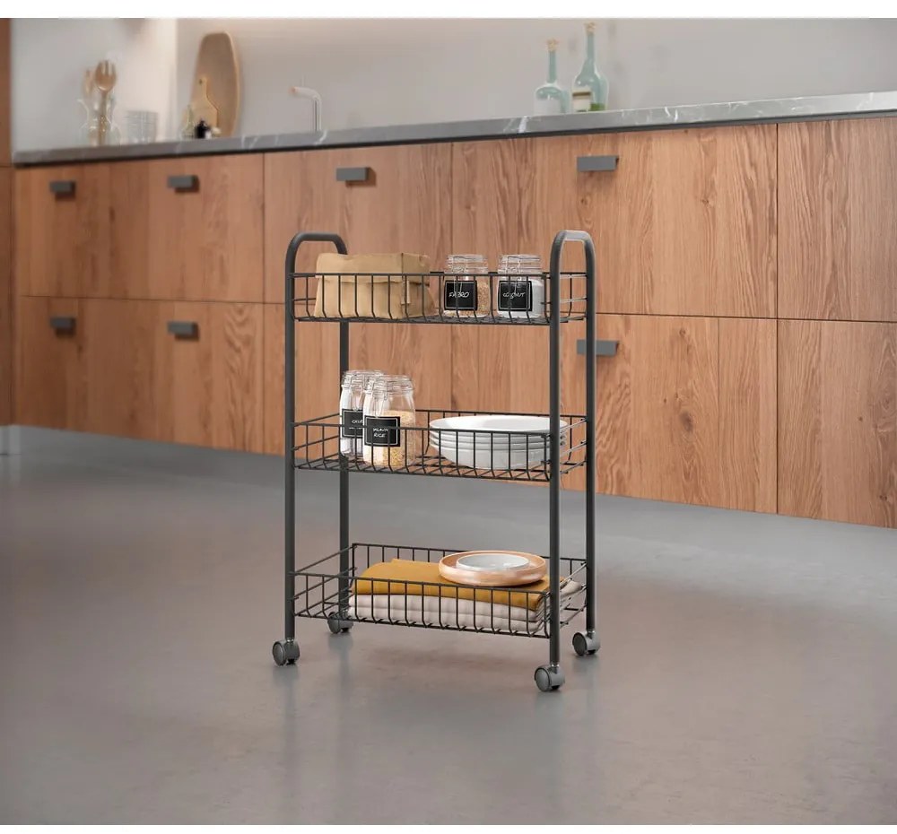 Carrello mobile in acciaio inox nero Lava Lugano - Metaltex