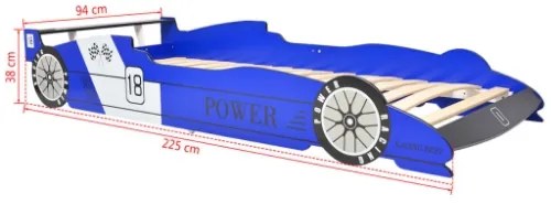 Letto Bambini Auto da Corsa 90x200 cm Blu