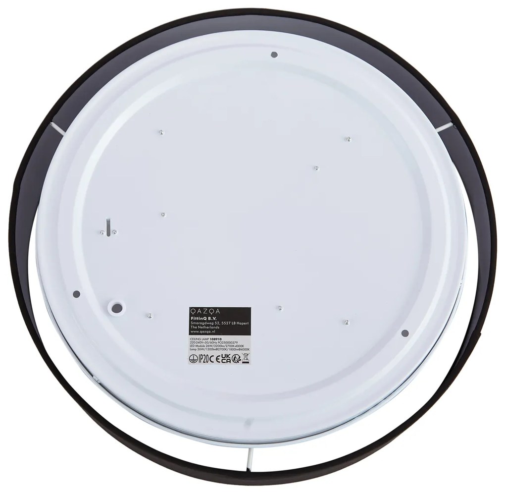 Plafoniera Smart Nera 35cm con LED e Telecomando - Flat Drum