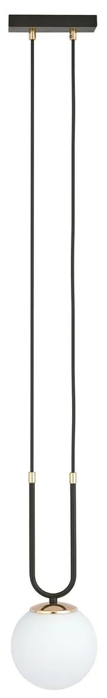 Lampadario a Sospensione in Acciaio e Vetro GLAM 1 Nero E14