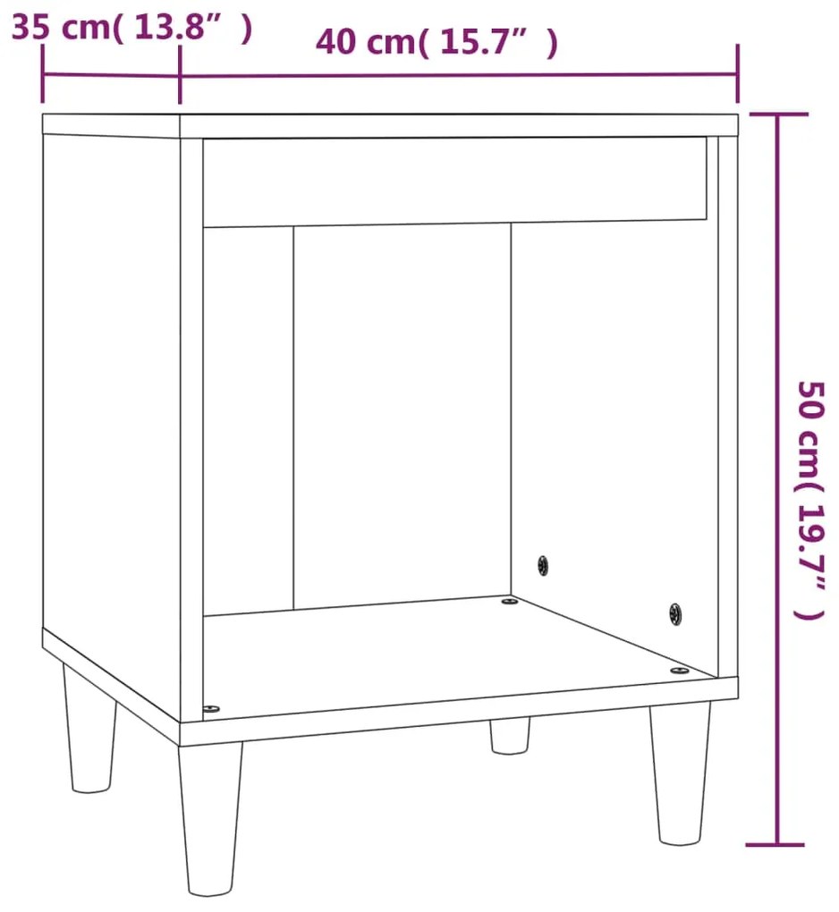 Comodini 2 pz in Bianco 40x35x50 cm