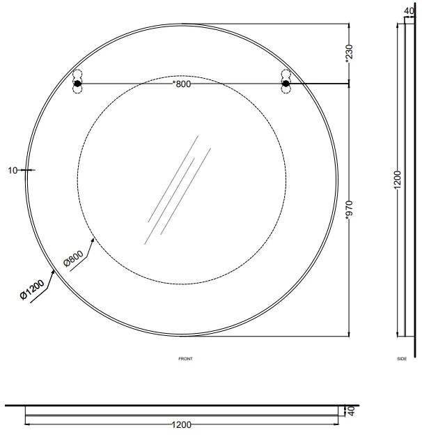 Cielo I Catini specchio tondo 120 cm con struttura in legno bronzo spazzolato