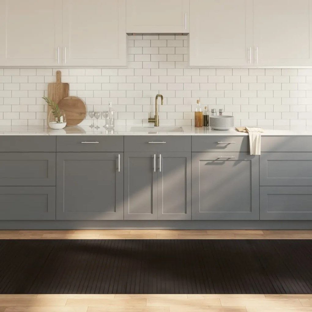 Tappeto Rettangolare Marrone Scuro 100x300 Cm İn Bambù /