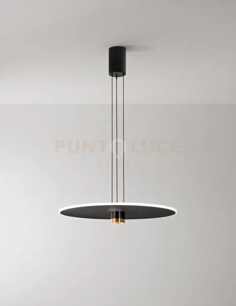 Stream sospensione in metallo e alluminio nero opaco oro spazzolato...