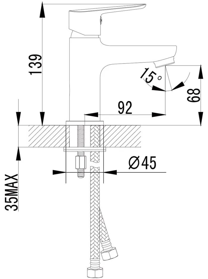 Rubinetto per lavandino in argento lucido verticale Small – Sapho