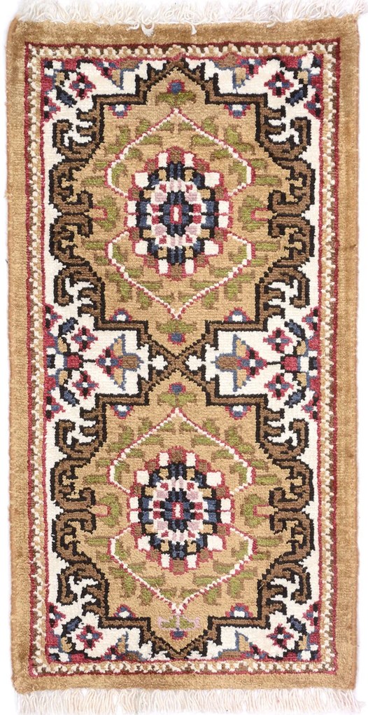 Agra Tappeto orientale 60 x 30 Beige (Indian) Annodato A Mano