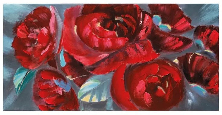 Dipinto su tela Fiori, rosso/nero 120 x 60 cm