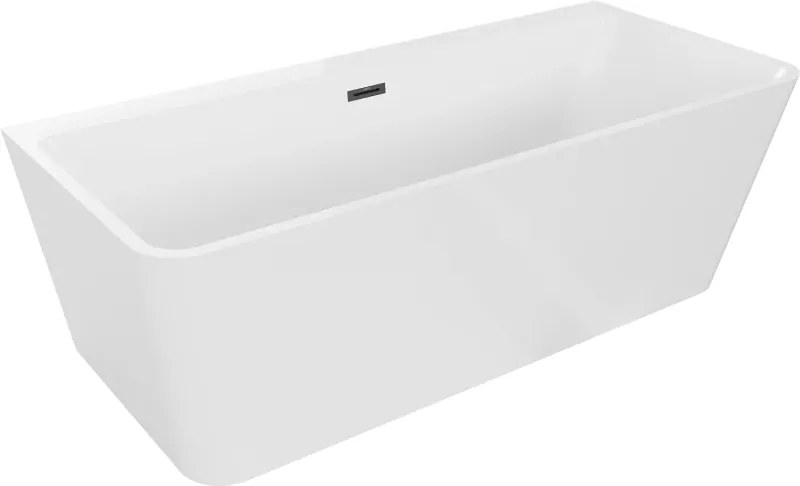 Mexen Volta vasca da bagno freestanding a muro 150 x 75 cm, bianca, troppo pieno nero - 51131507500-70