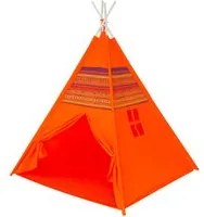 Tenda Indiana per Bambini 120x120x150 cm Struttura in Legno Tubolare Arancione