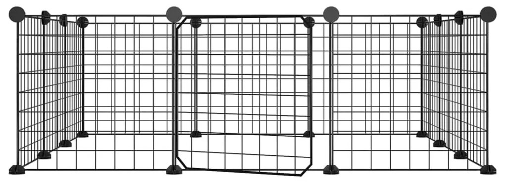 Gabbia per animali 12 pannelli con porta nero 35x35 cm acciaio