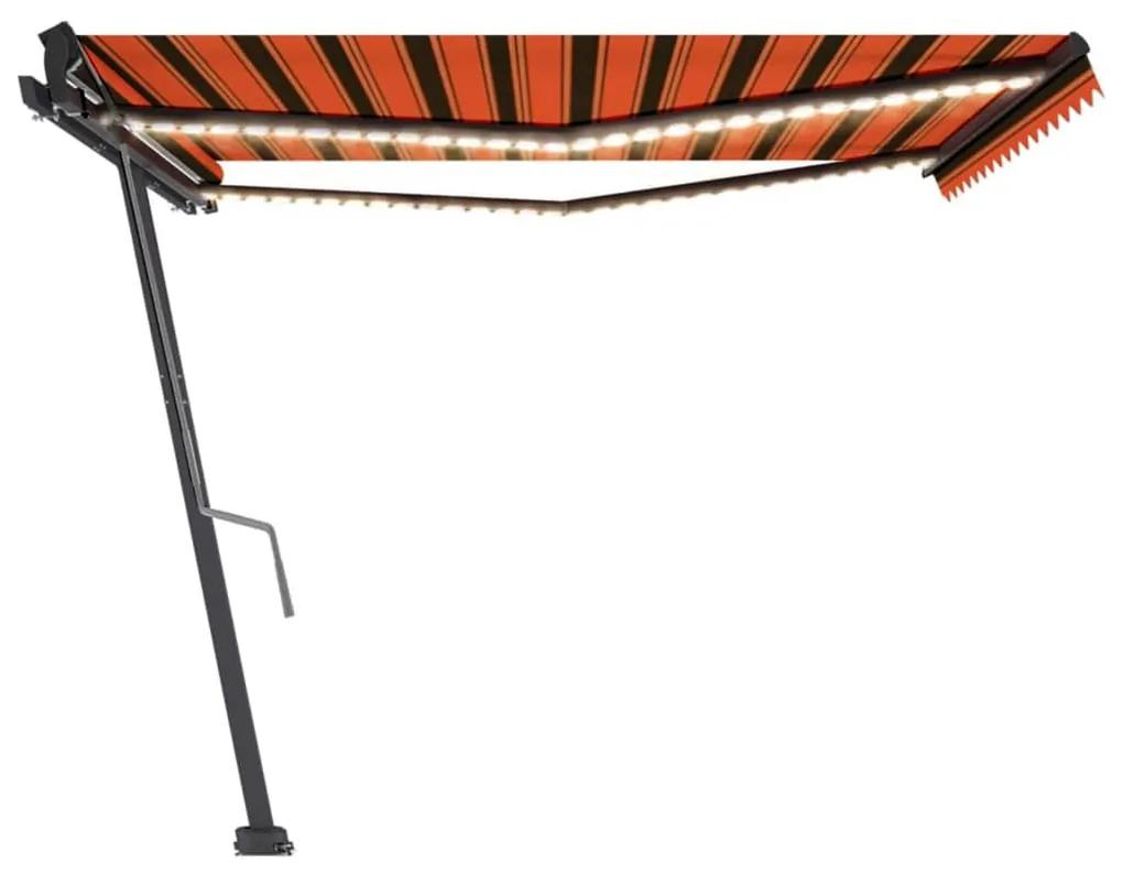 Tenda da Sole Retrattile Manuale LED 450x350 cm Arancio Marrone